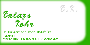 balazs kohr business card